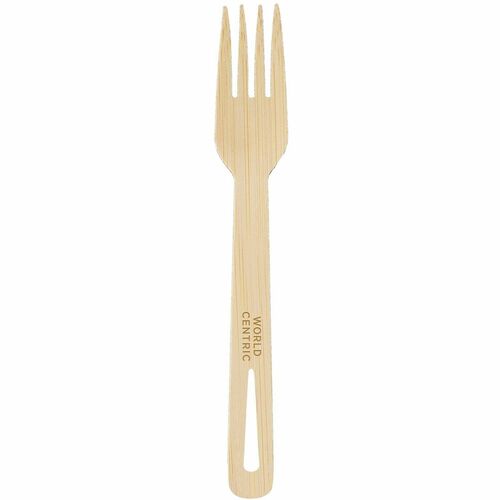 World Centric Compostable Bamboo Cutlery - Fork - Fork - Food - Bamboo - Natural - 2000 / Carton