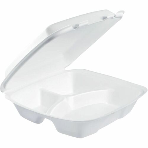 Dart Hinged Foam Takeout Container - Food, Food Storage - White - Extruded Polystyrene Foam (XPS), Foam Body - 1 Carton