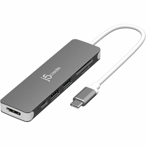 j5create USB-C to 4K HDMI Multi-Port Hub - 1 Pack - 1 x USB Type C - Male - 2 x USB 3.2 (Gen1) Type A - Female, 1 x USB Type C Power - Female, 1 x HDMI 2.1 Digital Audio/Video - Female - 3840 x 2160 Supported - Space Gray