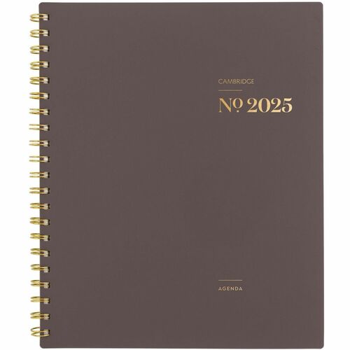 Cambridge WorkStyle Focus Planner - Monthly, Weekly - 12 Month - January - December - 1 Week, 1 Month Double Page Layout - 8 1/2" x 11" Sheet Size - Twin Wire - Brown - Poly CoverTo-do List, Goal Section, Dated Planning Page, Notes Section, Unruled Daily 