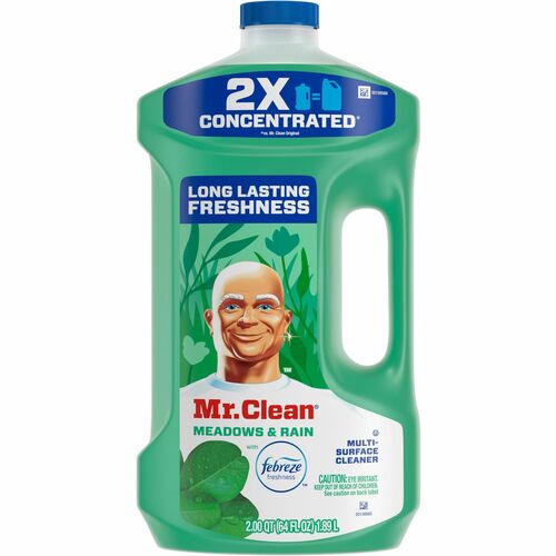 Mr. Clean Multi-Surface Cleaner - For Multi Surface, Multipurpose - Concentrate - Liquid - 64 fl oz (2 quart) - Meadows & Rain Scent - 4 / Carton - Long Lasting, Phosphate-free - Green
