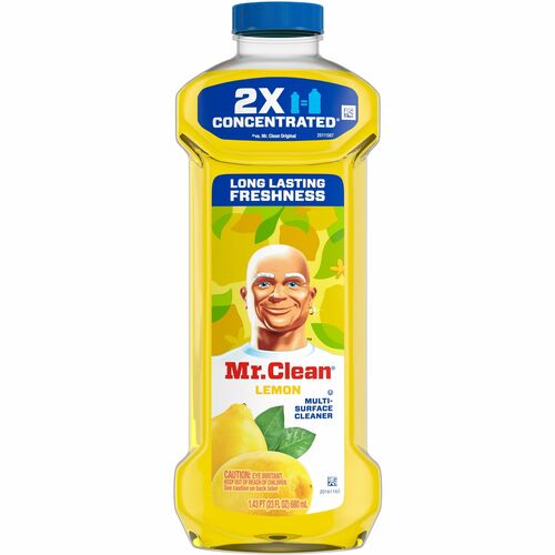 Mr. Clean Multi-Surface Cleaner - For Multi Surface, Multipurpose - Concentrate - Liquid - 23 fl oz (0.7 quart) - Lemon Scent - 9 / Carton - Long Lasting, Phosphate-free - Yellow