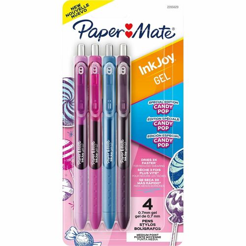 Paper Mate InkJoy Gel Pens - 0.7 mm Pen Point Size - Retractable - Assorted Gel-based Ink - 4 / Pack