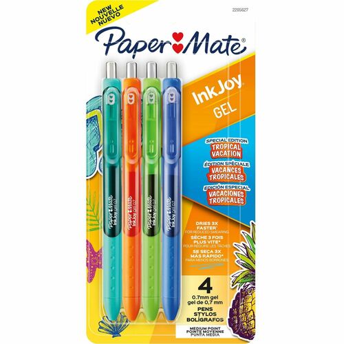 Paper Mate InkJoy Gel Pens - 0.7 mm Pen Point Size - Retractable - Assorted Gel-based Ink - 4 / Pack