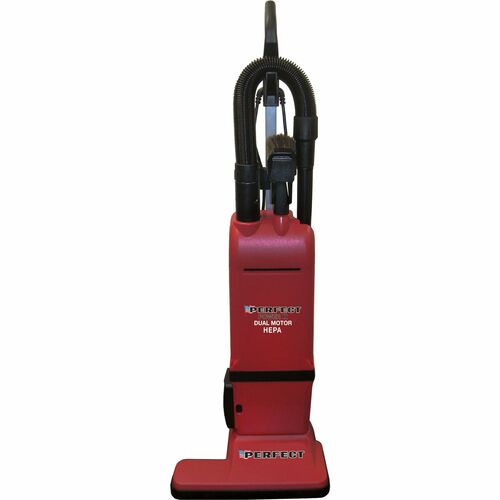 V.A.C. Dual-Motor Commercial Vacuum - Crevice Tool, Wand, Combo Brush, Upholstery Tool, Hose - 15" Cleaning Width - 50 ft Cable Length - 6 ft Hose Length - HEPA - Red