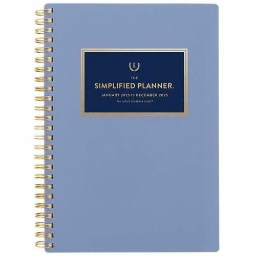 2025 Simplified by Emily Ley for AT-A-GLANCE® Weekly/Monthly Planner, 5-1/2" x 8-1/2" , French Blue, January To December, EL36-200 - Medium - Regular - Weekly, Monthly - January 2025 to December 2026 - 5 1/2" x 8 1/2" Sheet Size - White Sheet - Wire B