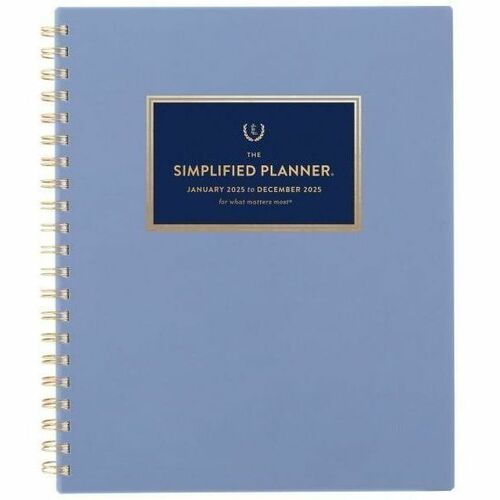 Emily Ley Simplified 2025 Weekly Monthly Planner, French Blue, Large, 8 1/2" x 11" - Large Size - Weekly, Monthly - 12 Month - January 2025 - December 2025 - 1 Week, 1 Month Double Page Layout - 8 1/2" x 11" White Sheet - Wire Bound - Blue Poly, Polypropy
