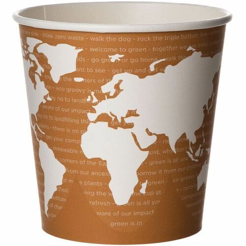 Eco-Products 24oz World Art Paper Food Container - Soup, Food - Orange, White - Polylactic Acid (PLA), Paper Body - 25 Pack