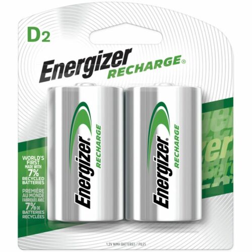 Energizer Recharge D Rechargeable Batteries - For Multipurpose - Battery Rechargeable - D - 2500 mAh - 2 / Pack = EVENH50BP2