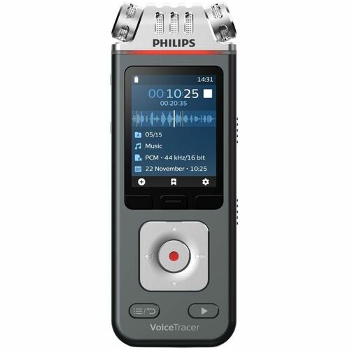 Philips VoiceTracer Audio Recorder - [Built-in] Microphone, Speaker - Omni-directional Microphone - 8 GB Flash Memory - microSD Supported - MP3, WAV, WMA - Stereo - 2147 Hour Recording - USB - Headphone - Portable