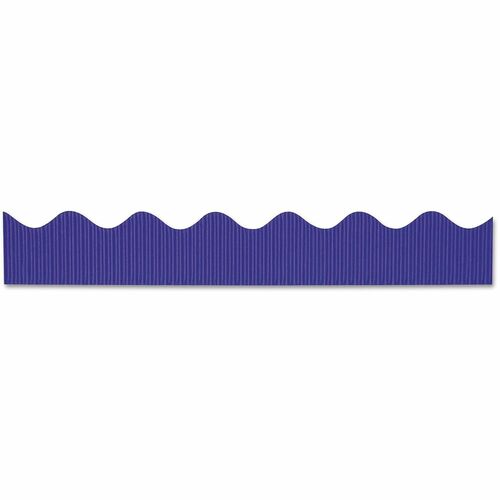 Bordette Decorative Border - Pre-scalloped Shape - Sturdy, Corrugated, Fade Resistant, Recyclable - 2.25" Width x 600" Length - Royal Blue - 1 Roll
