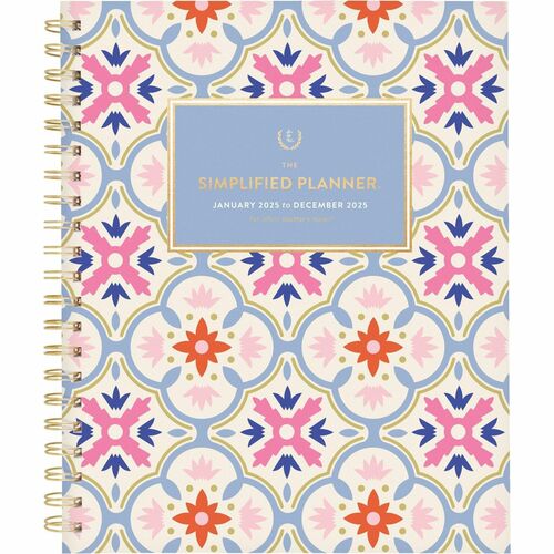 Emily Ley 2025 Weekly Monthly Planner, Tile, Large, 8 1/2" x 11" - Large Size - Monthly, Weekly - 12 Month - January 2025 - December 2025 - 1 Week, 1 Month Double Page Layout - 8 1/2" x 11" White Sheet - Twin Wire - Blue, Pink, Red, Yellow - Multicolor Po