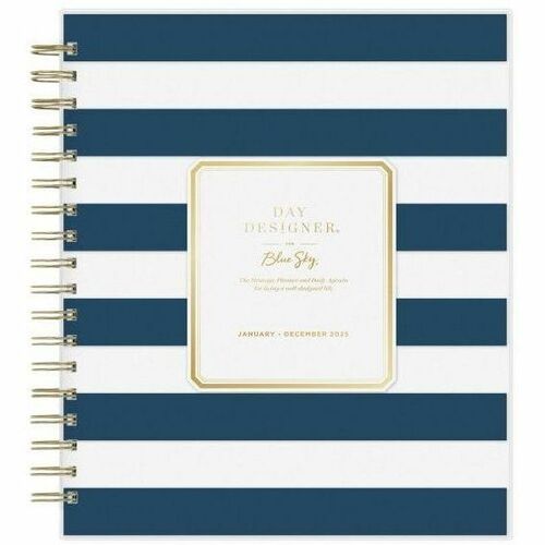 Day Designer Planner - Daily, Monthly - 12 Month - January 2025 - December 2025 - 10" x 8" White Sheet - Wire Bound - Black Polypropylene, White CoverNotes Section, International Holiday, Reference Calendar, Durable, Storage Pocket, Goal Setting Pages, To