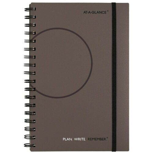 At-A-Glance Plan. Write. Remember Planner - Small Size - Julian Dates - Daily - December 2025 - 2025 - 1 Day Double Page Layout - 5 1/2" x 9" White Sheet - Wire Bound - Bungee Strap - Gray - Paper - Gray Paper CoverDate Indicator, Appointment Schedule, Du