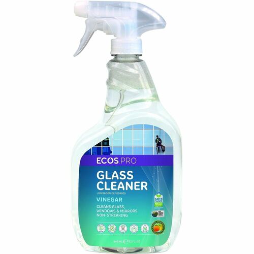 ECOS PRO Vinegar-Based Window Cleaner - For Window, Glass, Mirror - Ready-To-Use/Concentrate - Spray, Liquid - 32 fl oz (1 quart) - Clean Scent - Recommended For: Film Remover, Streak Remover, Haze Remover, Dirt Remover - Aseptic, Ammonia-free, Dye-free, 