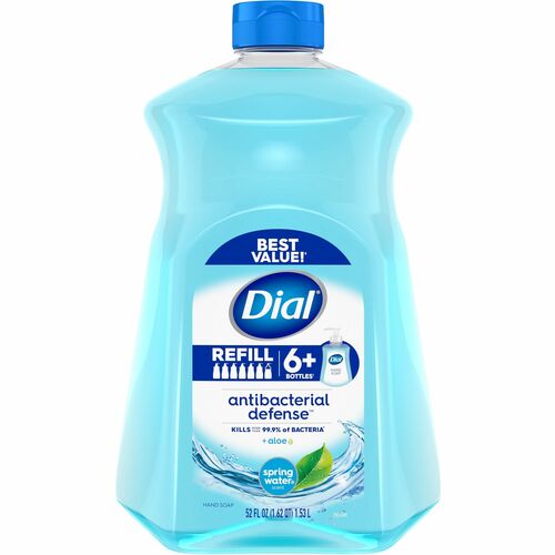 Dial Antibacterial Defense Liquid Hand Soap - Spring Water ScentFor - 52 fl oz (1537.8 mL) - Pump Dispenser - Bacteria Remover - Hand, Skin - Antibacterial - Blue - Recycled - Cruelty-free, Paraben-free, Phthalate-free, Silicone-free, pH Balanced, Sulfate
