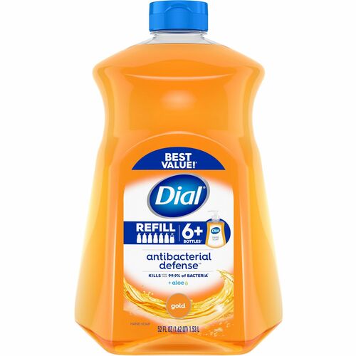 Dial Antibacterial Defense Liquid Hand Soap - Fresh ScentFor - 52 fl oz (1537.8 mL) - Pump Dispenser - Bacteria Remover - Hand, Skin - Antibacterial - Gold - Recycled - Cruelty-free, Paraben-free, Phthalate-free, Silicone-free, pH Balanced, Sulfate-free -