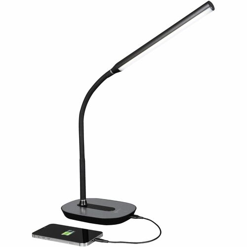 OttLite Strive LED Desk Lamp - LED Bulb - Flexible Neck, ClearSun LED, Touch-activated, Adjustable Brightness, USB Charging, Adjustable Height - Desk Mountable - Black - for Tablet, Smartphone, Smart Watch, Headphone