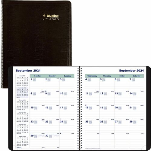 Blueline Plan and Link 16-Month Monthly Planner - Monthly - 16 Month - September - December - 7 1/4" x 9 1/4" Sheet Size - Twin WireHoliday Listing, Reference Month, Moon Phases, Ruled, Telephone Section, Address Section, Durable, Flexible Cover, Sturdy, 