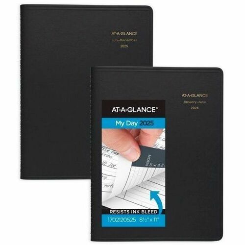 At-A-Glance Appointment Book/Planner - Large Size - Julian Dates - Daily - 12 Month - January 2025 - December 2025 - 8:00 AM to 6:45 PM - Quarter-hourly, 7:00 AM to 7:30 AM Half-hourly, 7:00 PM to 7:30 PM - Half-hourly - 1 Day Double Page Layout - 8 1/2" 