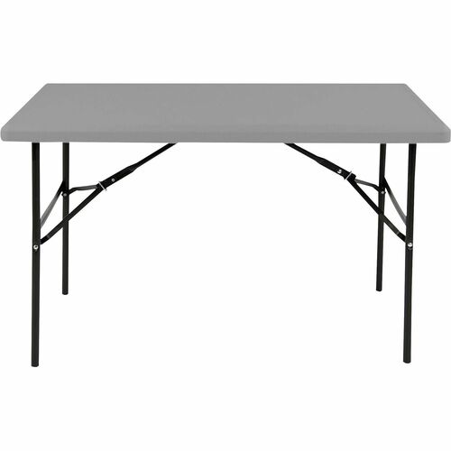 SKILCRAFT® Folding Table - Charcoal Top - Powder Coated Gray Base - Contemporary Style - 600 lb Capacity - 48" Table Top Width x 24" Table Top Depth - 29" Height - Commercial, Indoor, Outdoor, Storage - Charcoal - Wood, Laminate - High-density Polyeth