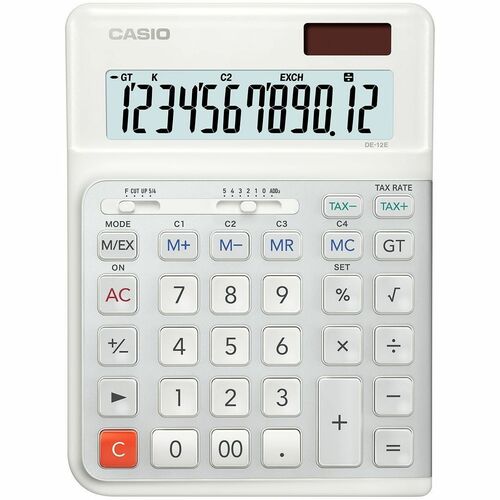 Casio Simple Calculator - Ergonomic Design, Heavy Duty, Extra Large Display, 3-digit Comma, Durable, Plastic Key, Decimal Point Selector Switch, Rounding Selector, Non-slip Rubber Feet, Key Rollover - 12 Digits - LCD - Battery/Solar Powered - 1.0 - CR2025