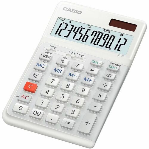 Casio Simple Calculator - Ergonomic Design, Heavy Duty, Extra Large Display, 3-digit Comma, Durable, Plastic Key, Decimal Point Selector Switch, Rounding Selector, Non-slip Rubber Feet, Key Rollover, Compact - 12 Digits - LCD - Battery/Solar Powered - 1.0