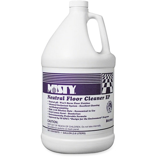 MISTY Neutral Floor Cleaner - For Multi Surface - Concentrate - Liquid - 128 fl oz (4 quart) - Lemon Scent - Environmentally Friendly, Pleasant Scent - Green - 1 Each