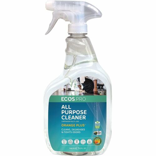 ECOS PRO Orange Plus All-Purpose Cleaner & Degreaser - For Multipurpose - Ready-To-Use - Spray - 32 fl oz (1 quart) - Citrus Scent - Recommended For: Dirt Remover, Grease Remover, Grime Remover, Scum Remover, Adhesive Remover, Residue Remover - Dye-free, 