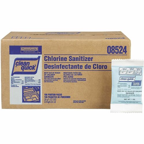 Clean Quick® Chlorine Sanitizer - For Utensil, Dish, Glassware, Nonporous Surface, Multi Surface - Concentrate - Powder - 1 oz (0.06 lb) - Chlorine Scent - Recommended For: Bacteria Remover, Germs Remover, Mildew Remover, Mold Remover, Spot Remover, S