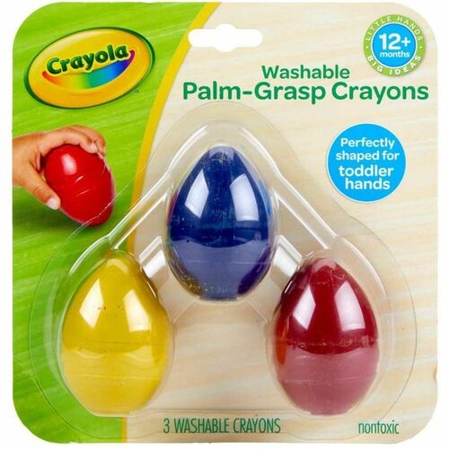 Crayola Palm Grasp Egg Crayons, 3 Count - For Toddler - Red, Blue, Yellow - 3 / Pack