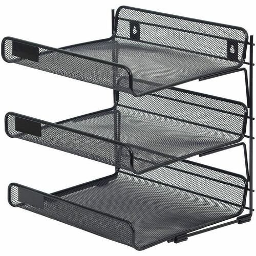 Merangue Wall Mount Letter Tray, 3-Tiered - 3 Tier(s) - Desktop - Black - Mesh - 3 Each