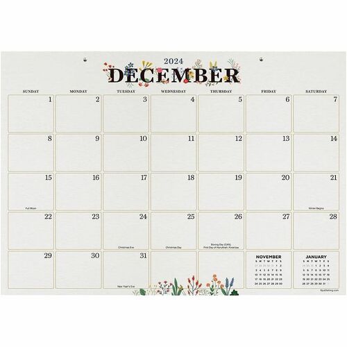 TF Publishing July 2024 - June 2025 Floral Medium Desk Pad Monthly Blotter Calendar - Medium - Academic - Monthly - 12 Month - July 2024 to June 2025 - 17" x 12" Sheet Size - Multicolor Sheet - 1.80" x 1.65" Block - Desk Pad, Desk - Wall Mount - Paper - T