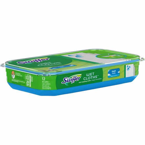 Swiffer Sweeper Wet Cloths - 8" Width x 10" Length - Disposable, Residue-free, Scented, Pre-moistened - Cloth - White - 12 / Pack