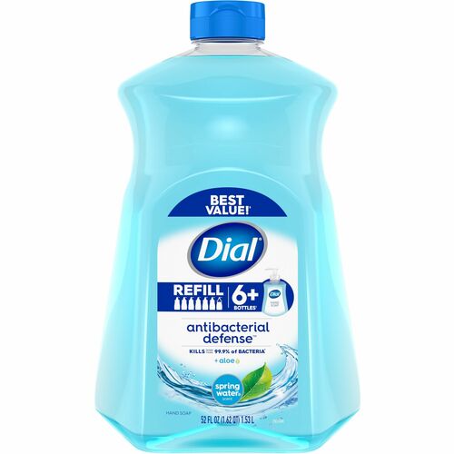 Dial Antibacterial Defense Liquid Hand Soap - Spring Water ScentFor - 52 fl oz (1537.8 mL) - Bottle Dispenser - Bacteria Remover - Hand - Antibacterial - Blue - Recycled - Cruelty-free, Paraben-free, Phthalate-free, Silicone-free, pH Balanced - 3 / Carton