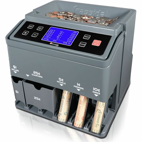 Cassida C300 Coin Counter/Sorter - 1900 Coin Capacity bills/min 300 coins/min bills/min - Gray