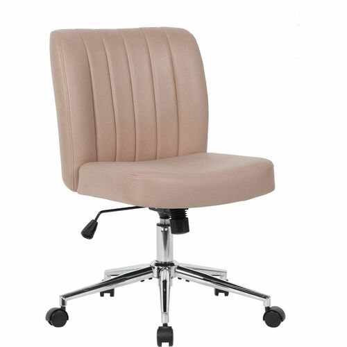 Boss Leathaire Task Chair - 5-star Base - Tan - Leathaire, Nylon - 1 Each