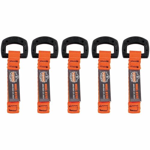 Ergodyne Squids 3707 Web Tool Tether Attachments - x 3.5" Length - Orange - Nylon Plastic, Nylon - 6 Pack