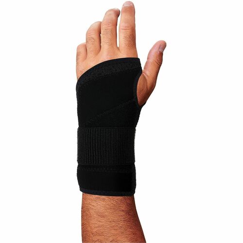 Ergodyne ProFlex 4005 Wrist Brace Support - Black - Nylon, Polyester, Spandex, Plastic - 1
