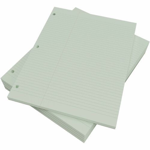 Davis Handwriting Pad - 75 Sheets - Ruled Front Ruling - 3 Hole(s) - Green Paper - 5 / Pack