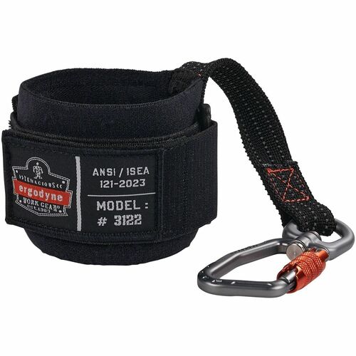 Ergodyne Squids 3122 Pull-On Wrist Tool Lanyard - Adjustable - 5 lb Load Capacity - Hook & Loop Attachment - Black - Aluminum, Elastic - 1 / Each