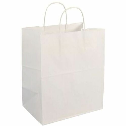 Duro Shopping Bag - 10" (254 mm) Width x 6.75" (171.45 mm) Depth - White - Paper - 250 / Case