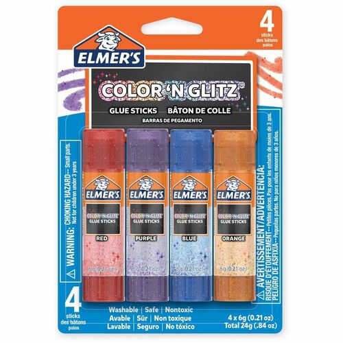 Elmer's Color 'N Glitz Glue Sticks - 0.21 oz - 4 Pack - Assorted