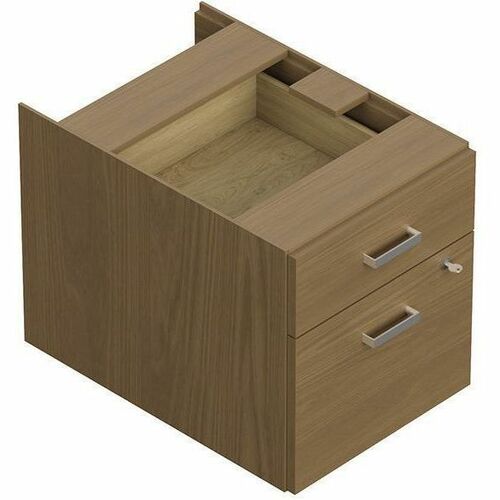 Offices To Go Newland | Hanging Box/File Pedestal - 18" (457.20 mm) Height x 16" (406.40 mm) Width x 23" (584.20 mm) Depth - Total Drawer(s): 2 - Material: Thermofused Laminate (TFL) - Finish: Noce Grigio, Laminate - Locking Pedestal, Lockable Drawer, Key