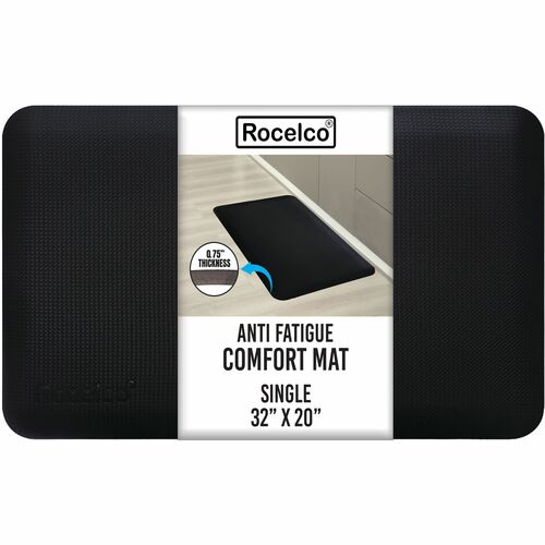 Rocelco Anti-fatigue Mat - Commercial - 30" (762 mm) Length x 20" (508 mm) Width x 0.750" (19.05 mm) Thickness - Rectangular - Black - 1Each