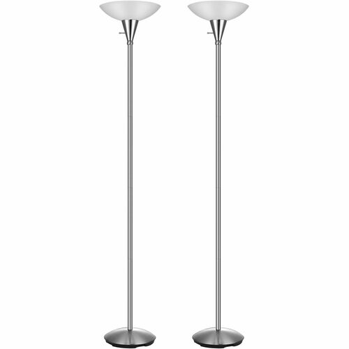 Victory Light V-Light Torchiere Floor Lamp - 10 W LED Bulb - Energy Saving - Floor-mountable - Silver - for Reading, Waiting Area, Office, Meeting Room