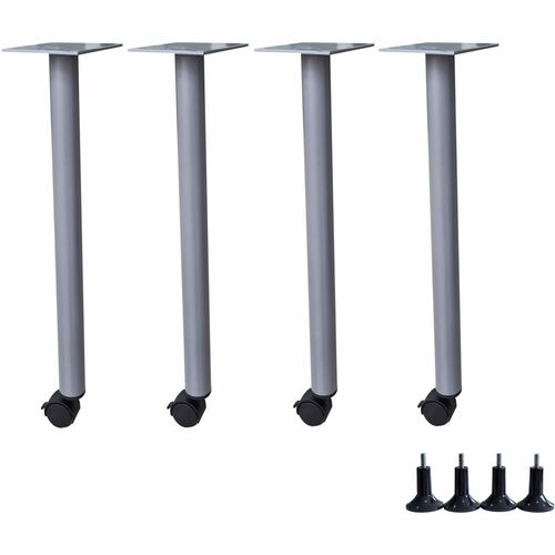 Lorell Invent Training Table Components - Silver Post Leg Base - 4 Legs - 28.50" Height x 5.80" Width x 5.80" Depth - Training - Assembly Required - 4 / Set