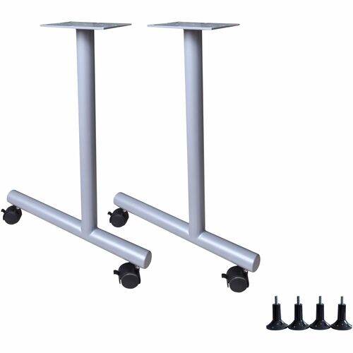 Lorell Invent Training Table Components - Silver C-leg Base - 2 Legs - 28.50" Height x 5" Width x 22" Depth - Training - Assembly Required - 2 / Set