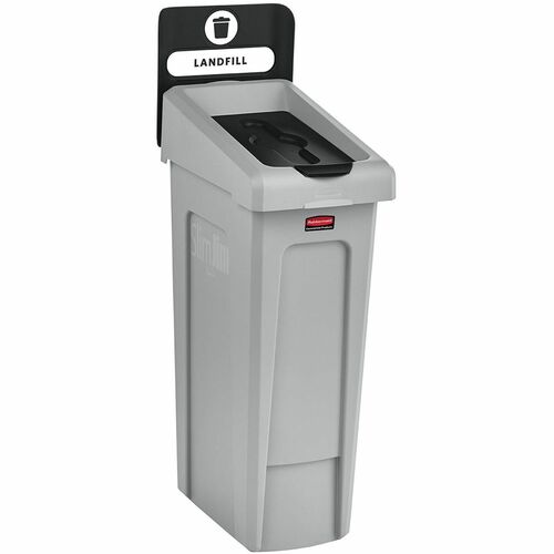 Rubbermaid Commercial Slim Jim Recycling Station 1-Stream Landfill, 23 Gal - 23 gal Capacity - For Commercial - Durable, Recyclable - 40.2" Height x 12" Width x 15.2" Depth - Resin - Gray, Black - 1 Each