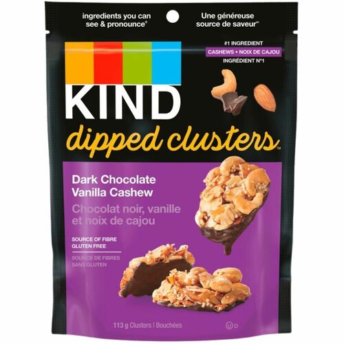 KIND Dipped Clusters Dark Chocolate Vanilla Cashew, 113g - Gluten-free - Dark Chocolate Vanilla, Vanilla, Cashew - 3.99 oz (113 g)